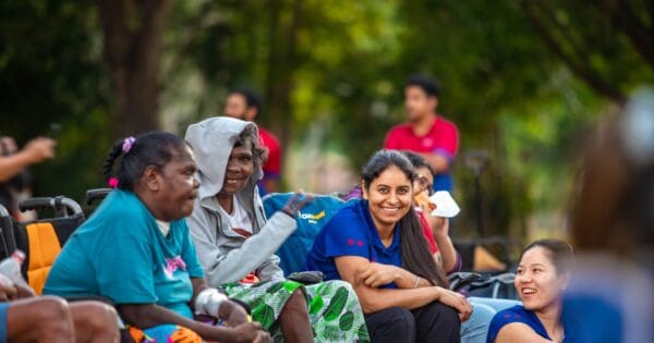 Group of people enjoying time outdoors together.
